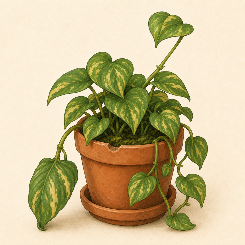 Greg the pothos plant in a terracotta pot