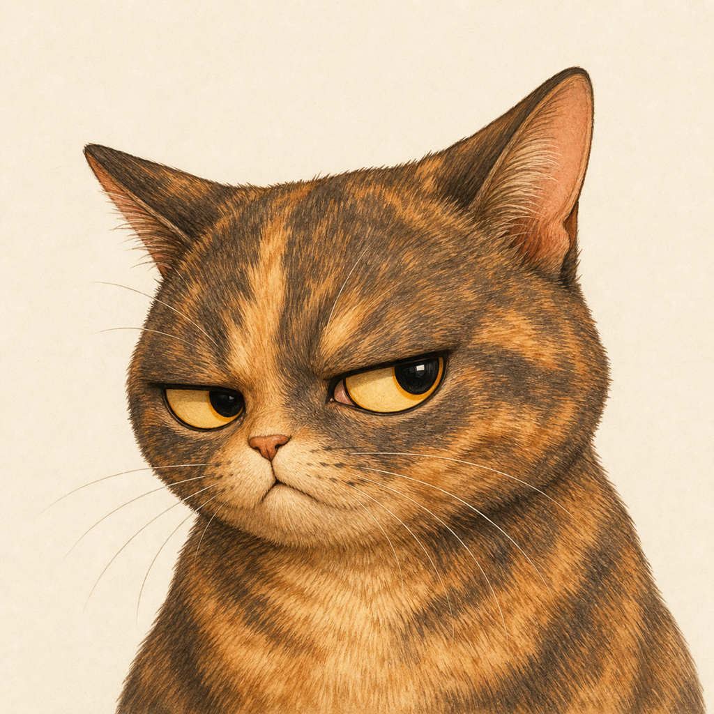 Mim the cat, mid-judgment side-eye
