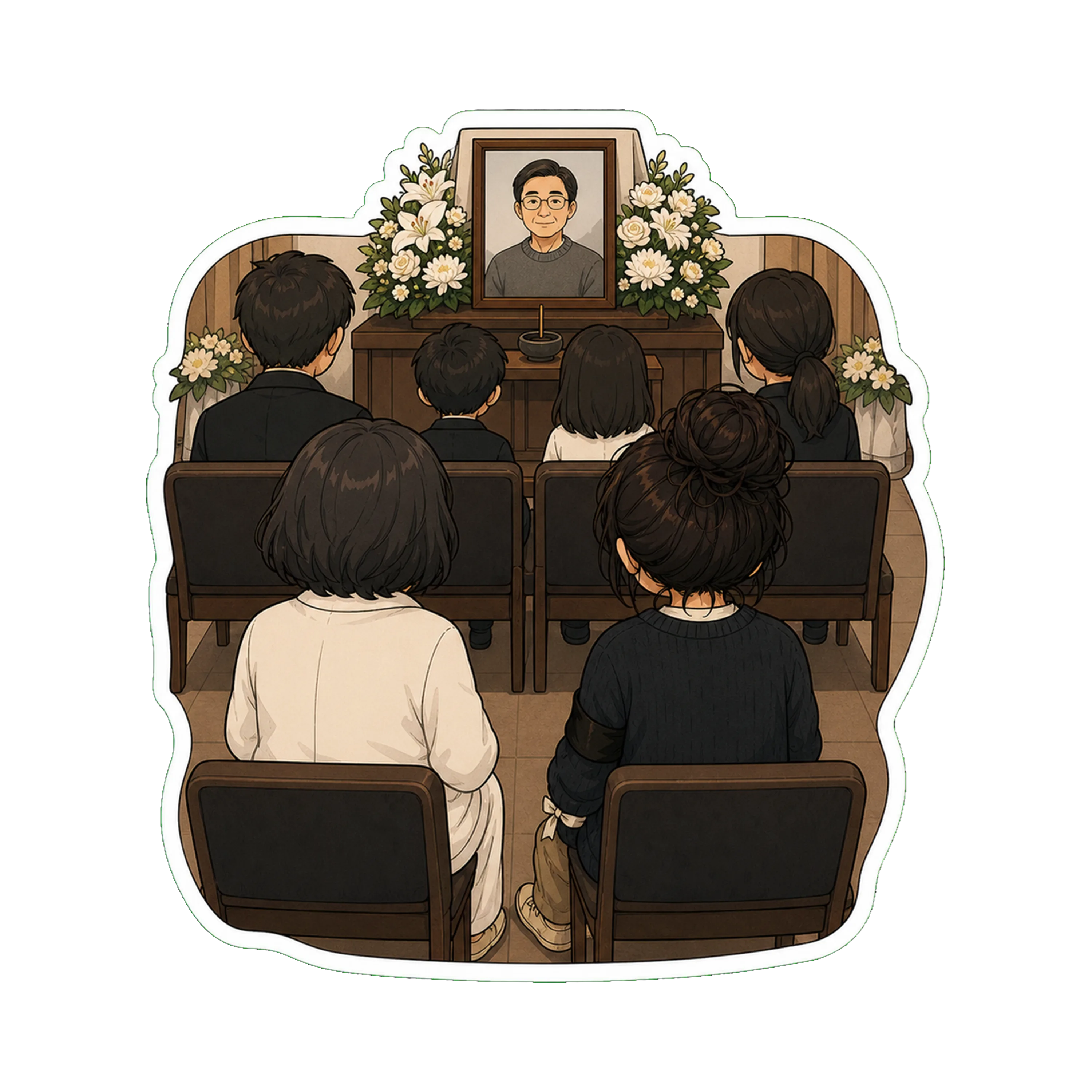 A small modest hall — the audience does not, in this rendering, see anyone's face directly
