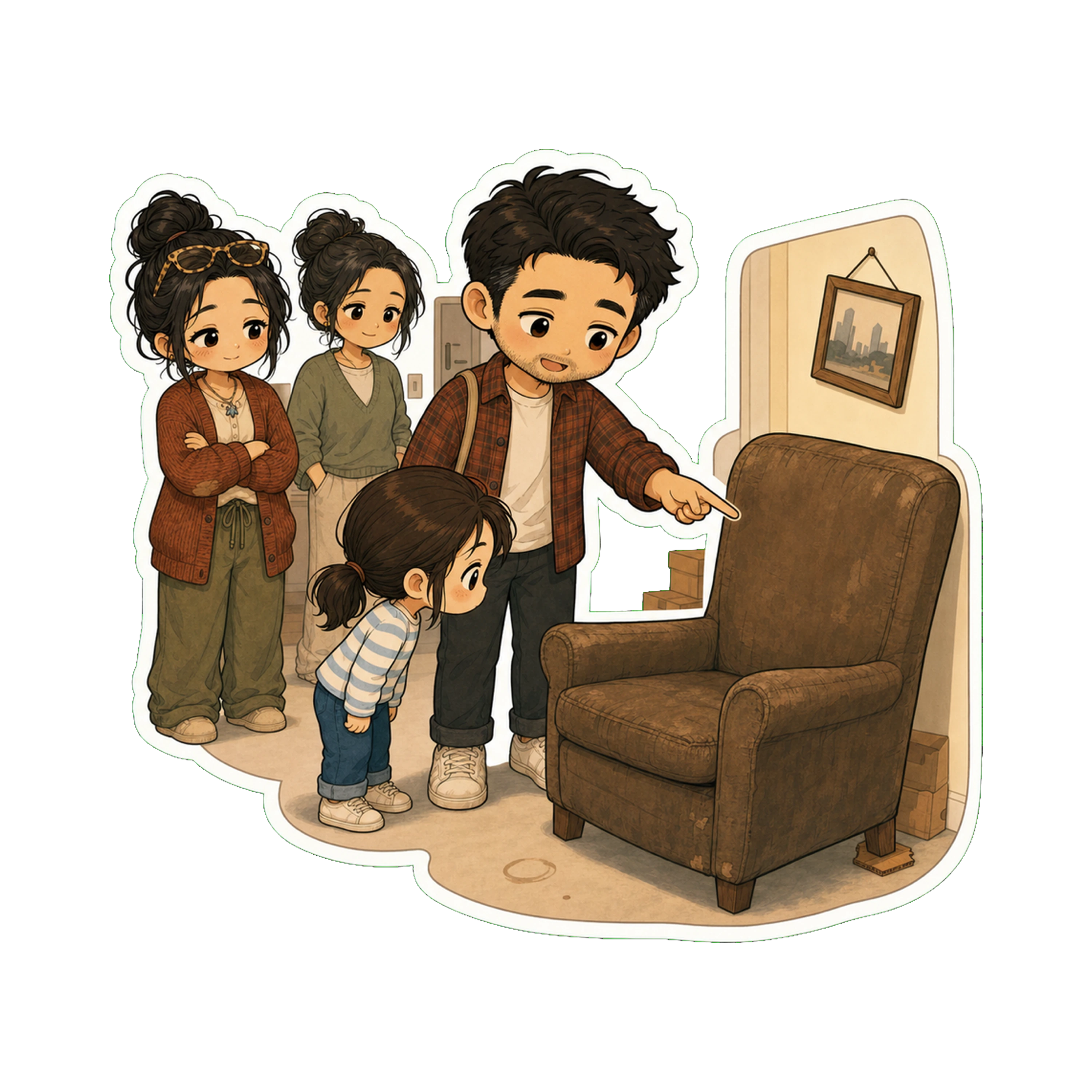 Henry showing Mei the apartment, mid-tour